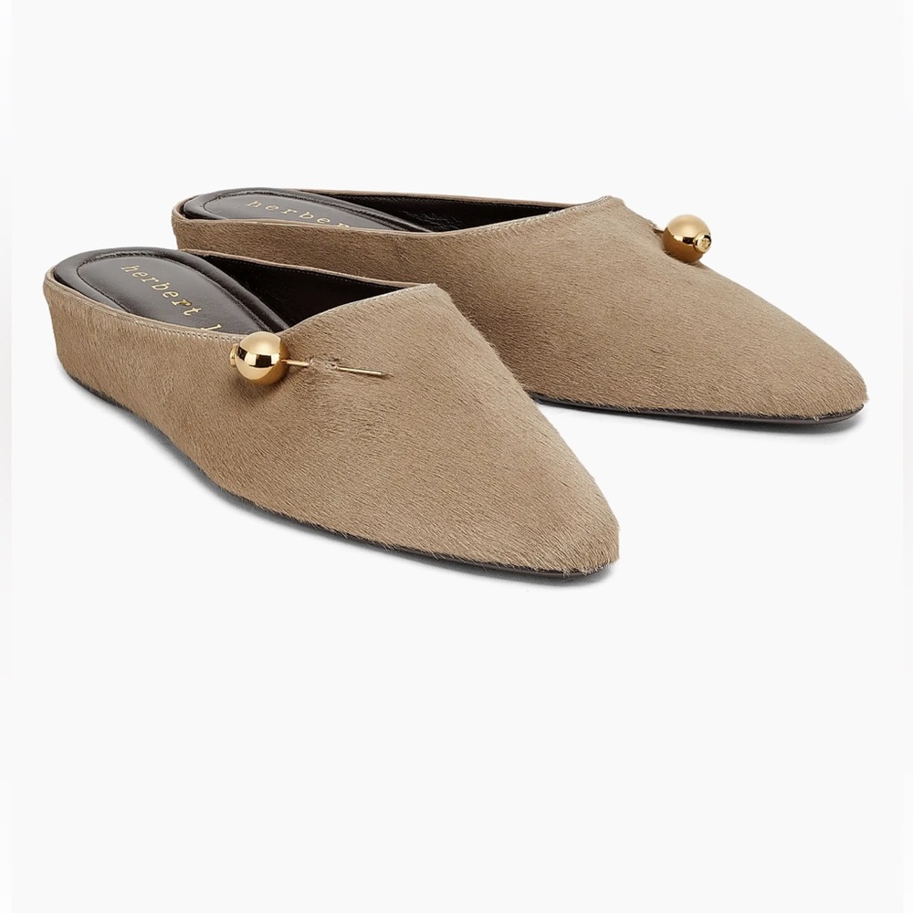 Chic Tan Mules with Gold Detail - Picture 2 of 6